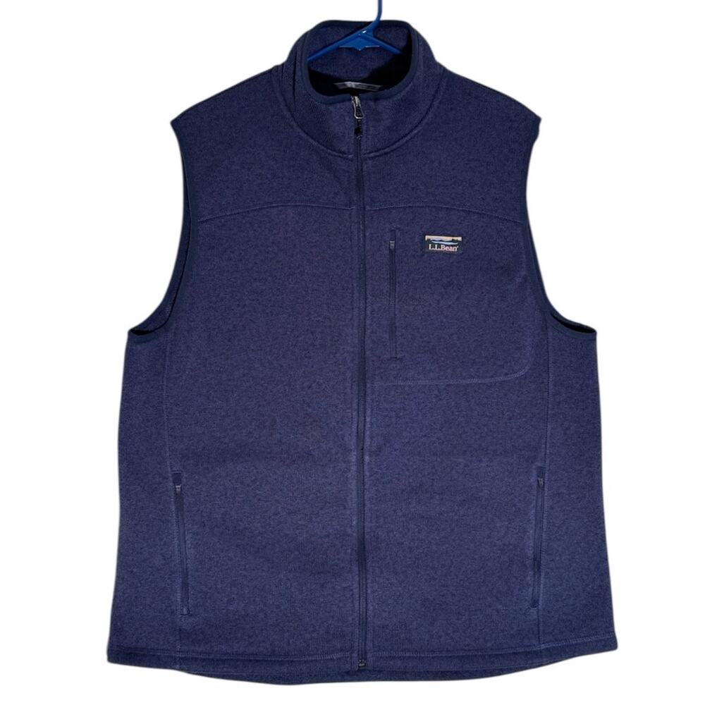 LL Bean Mens Sweater Fleece Vest Gorp Outdoor Hiking Navy Blue Slightly Fitted